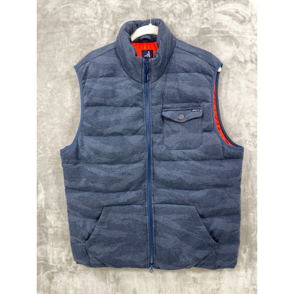Johnnie O Puffer Vest Mens Large Mariner Blue Quilted Insulated Nylon Lining